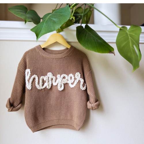 Personalized Baby Sweater  Hand Embroidered Baby Name Sweater - Etsy