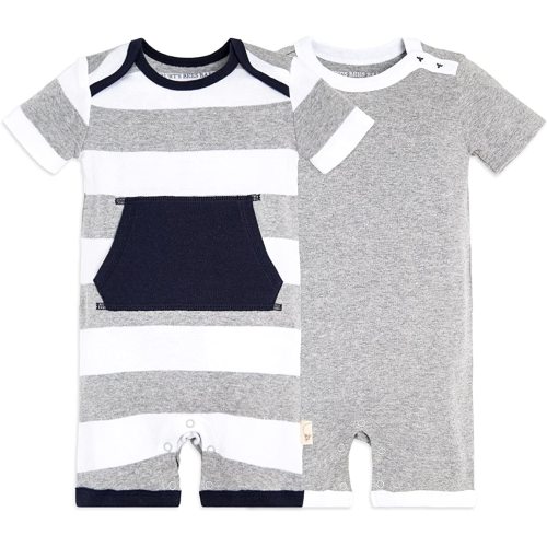 Burt's Bees Baby Baby Boys Short Sleeve Rompers, 100% Organic Cotton One-Piece Coverall and Layette Set