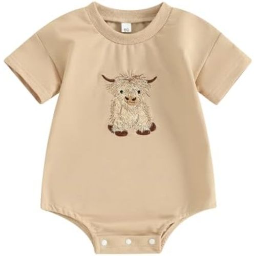 Kayotuas Baby Boys Girls Farm Animal Outfit Summer Clothes Cow and Chicken T Shirt Romper Newborn Country Western Onesie Tops