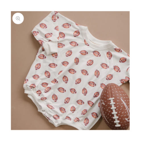 Football Print Bamboo Bubble Romper | Little Joy Co.