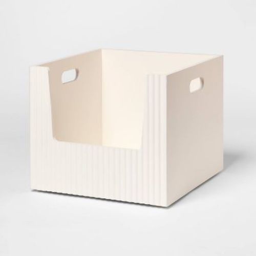 Large Open Front Wood Bin White - Brightroom™