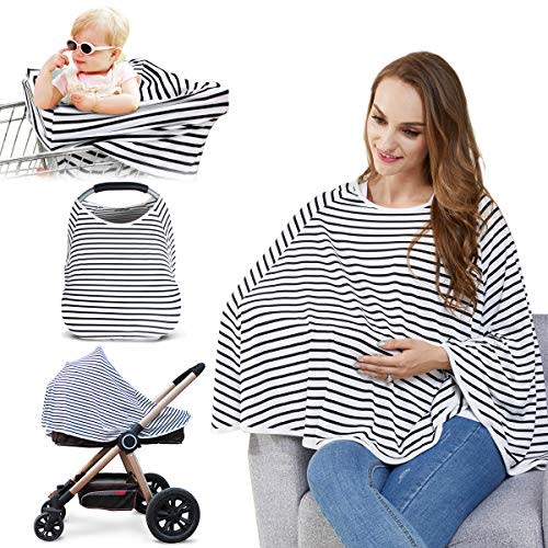 Baby Nursing Cover & Nursing Poncho - Multi Use Cover for Baby Car Seat Canopy, Shopping Cart Cover, Stroller Cover, 360 Full Privacy Breastfeeding Protection,Baby Shower Gifts for Boy&Girl By LUCINE