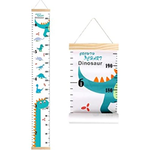 Outivity Growth Chart for Kids, Height Chart for Kids/Boys/Girls/Baby, Canvas & Wooden, Removable Growth Height Chart, Wall Room Decor - Dinosaur