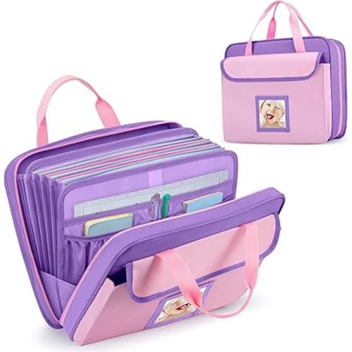 Baby File Organizer, Baby Document Briefcase Hospital Document Folder for Newborn, 9 Expandable Binder Organizer with Customized Photo and Name Areas, Pink, Patented Design