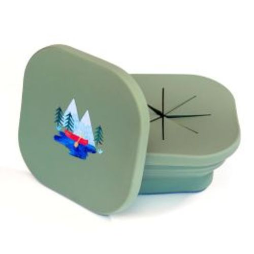 Silicone Collapsible Snack Bowl Camper Sage Green by Austin Baby Collection