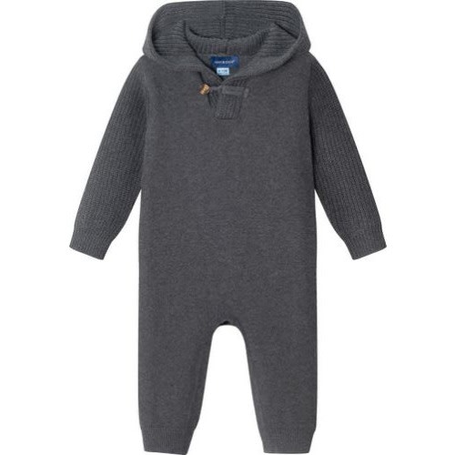 Cotton Hooded Sweater Romper, 3-6M