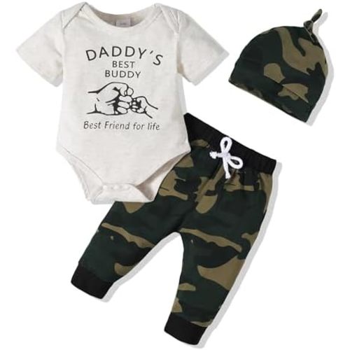Renotemy Newborn Baby Boy Clothes Outfits Infant Boy Letter Print Romper Pants Clothing Set