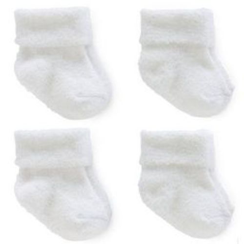 Carter's Just One You® Baby 4pk Chenille Socks - White 0-3M: Knit Ankle, Midweight, Rolled Cuff