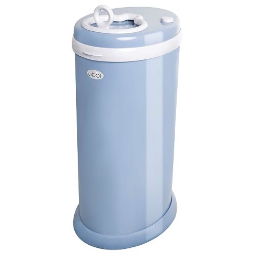 Ubbi Steel Diaper Pail, Odor Locking, No Special Bag Required, Award-Winning, Registry Must-Have, Cloudy Blue