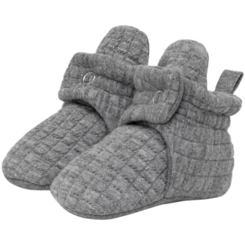 Robeez Baby Girls and Boys Crib Cotton Snap Booties with Slip-Resistant Soles for Infant and Toddler, 0-18 Months