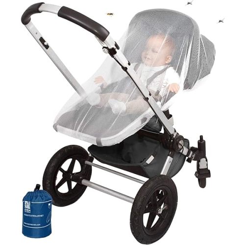 Stroller Mosquito Net for Baby - Durable, Simple Setup System - Extra Fine Holes to Protect Against Mosquitos and Wasps - no Harmful Chemicals - Perfect Fit for Stroller Net, for Car Seats & Carriers