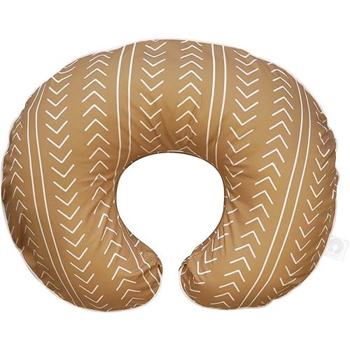Boppy Original Nursing Pillow with Organic Cotton Cover, Camel Stitch Stripe, Ergonomic Nursing Essentials for Bottle and Breastfeeding, Firm Hypoallergenic Fiber Fill with 100% Organic Cotton Cover