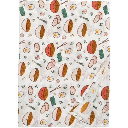 Loulou Lollipop Ramen Muslin Swaddle Blanket, Multicolour