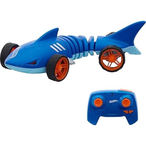 Hot Wheels RC Toy Car, Remote-Control Shark Speeder in 1:15 Scale That Bends, Turns & Slides Like a Mutant Machine, Features Lights & Sounds