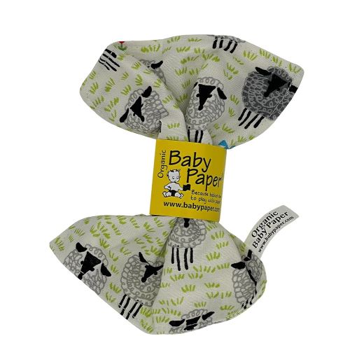 Baby Paper Original Crinkle Teether & Sensory Toy for Babies & Infants | Organic Sheep Pattern | Non-Toxic, Washable | Great for Baby Showers