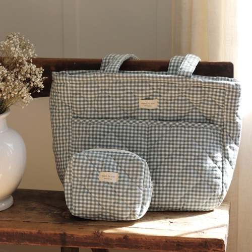 Gingham MAMA set - Diaper bag and pouch
