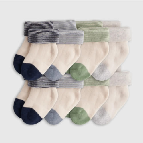 Organic Fold Over Socks 8-Pack - Baby Boy