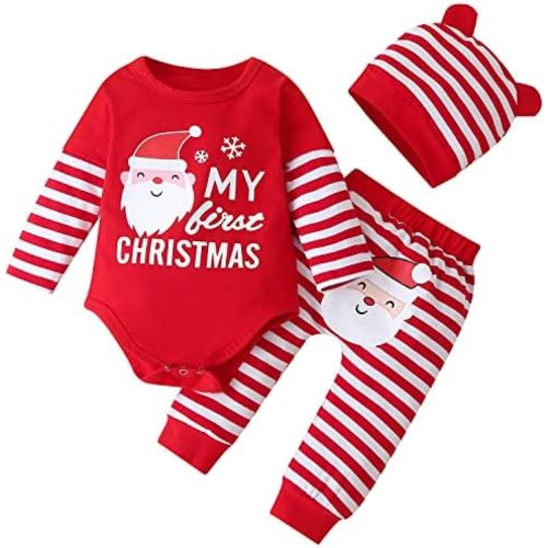 Fullfamous Baby Girl's 3pc Frill Long Sleeve Romper and Pant Set