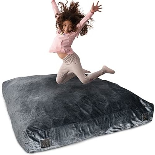 Milliard Crash Pad Sensory Pad with Foam Blocks for Kids and Adults with Washable Cover (5 feet x 5 feet) Grey