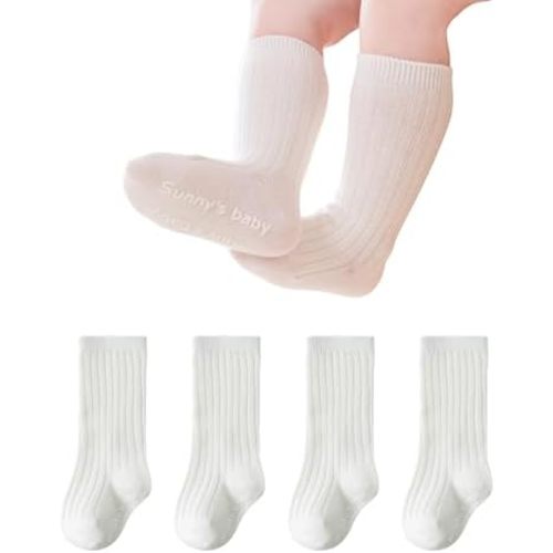 Zumou Toddler Knee High Socks Non Slip Anti Skid Baby Boy Girls Seamless Long Stockings