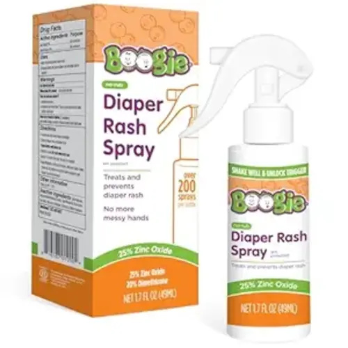Boogie Diaper Rash Cream Spray for Baby, Travel Friendly No-Rub Touch Free Application for Sensitive Skin, Over 200 Sprays per Bottle, 1.7 oz (Pack of 1)