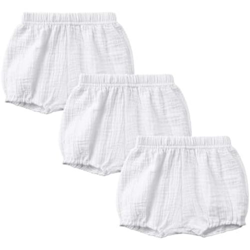Durio 3 Pairs Baby Bloomers - Soft Diaper Covers for Toddler Girls Boys, Solid Baby Girl Shorts Cute Infant Newborn Underwear