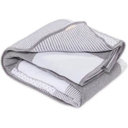 Burt's Bees Baby Reversible Blanket, Nursery, Stroller & Tummy-Time Organic Jersey Cotton Quilted Infant & Toddler Bedding