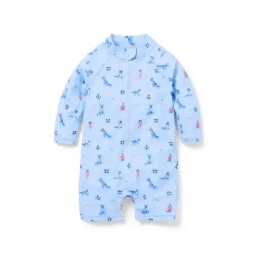 Baby Blue Sail Nautical Dog Baby Recycled Nautical Dog Rash Guard Swimsuit by Janie and Jack