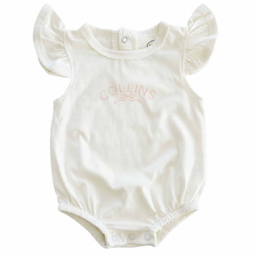 Personalized Ruffle Sleeve Bubble Romper | Pretty in Pink
