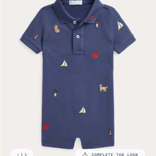 Embroidered Cotton Mesh Polo Shortall