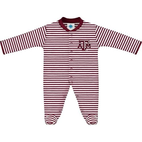 Creative Knitwear College Baby Striped Footed Romper - Team Logo, Multiple Colors, for Boys & Girls (0-9 Months)