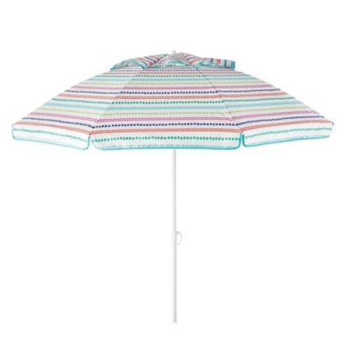 Mainstays 6' Dotted Line Stripe Portable Beach Umbrella, UV Protection