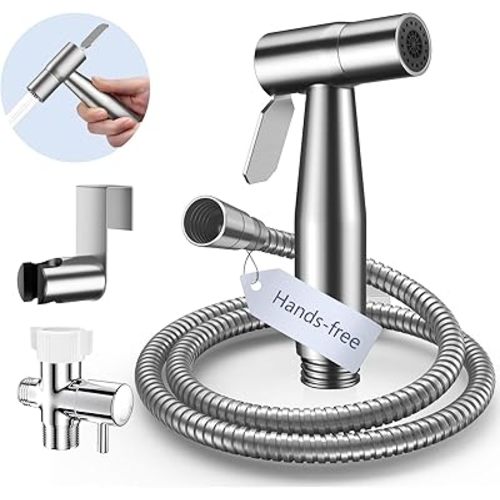 Hands-Free Handheld Bidet Sprayer for Toilet, Muslim Shower Dual Control Mode Spray, Toilet Sprayer with Bidet Hose, Adjustable Bidets Attachment for Toilet for Feminine Wash