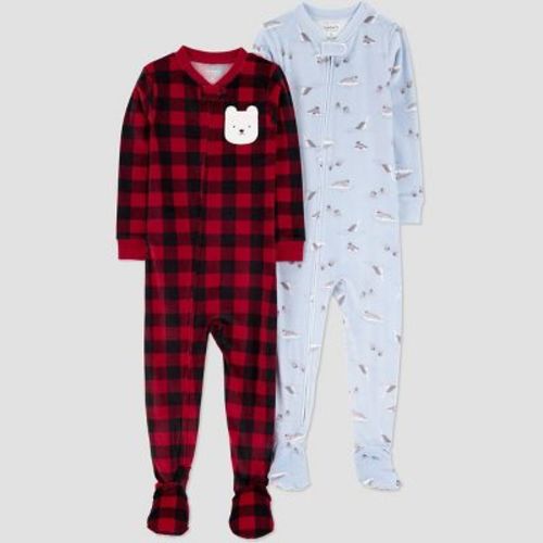Carter's Just One You® Toddler Boys' 2pk Snug & Long Sleeve Velour Footed Pajama