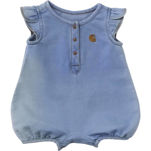 Girls' Short Sleeve Denim Henley Romper (Baby)