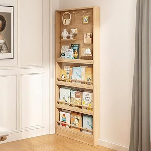 Book Shelf,Behind The Door Bookshelf,Kids Bookshelf Wall Mounted,Wall Mount Shelf Perforated Board,Narrow Bookshelf for Kids, for Living Room,Study Room,/Office B 27.6" x 3.9" x 70.1"