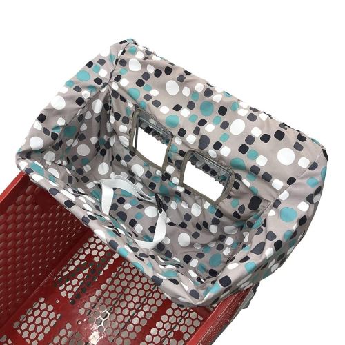 Portable Shopping Cart Cover, High Chair and Grocery Cart Covers for Babies, Kids, Infants & Toddlers, Attached Carry Bag (Simple Blue Dot)