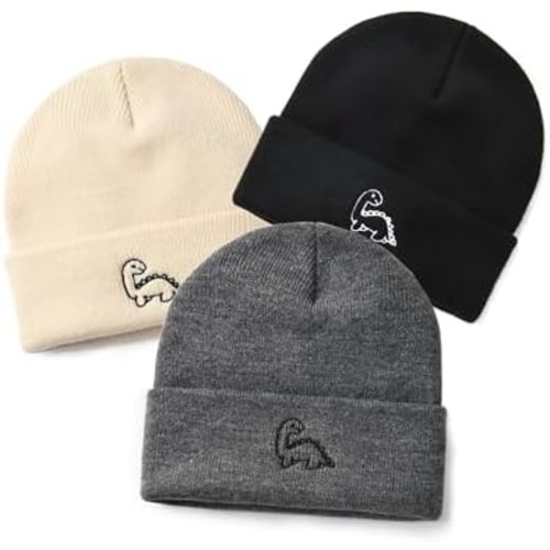FURTALK Baby Beanie Cute Toddler Winter Hat Knit Boys Girls Warm 3 Pack Kids Embroidered Beanies Cap for 0-3 Years