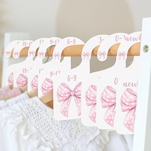 Pink Bow Nursery Closet Dividers - Bow Baby Shower Decorations,Baby Closet Dividers,Clothes Size Markers for Babies,Newborn to 24 (Closet Dividers-1)