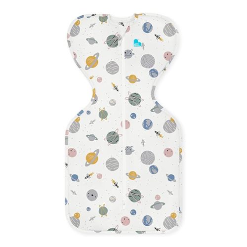 Love to Dream Swaddle, Baby Sleep Sack, 0.2 Tog Sleep Sack, 13-19lbs, Space Print White, Medium