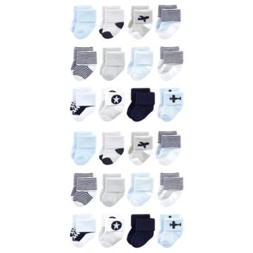 Luvable Friends Cotton Rich Baby Terry Socks 24-Pack, Airplane, 6-12 Months