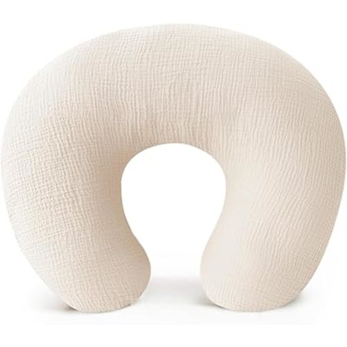 Muslin Nursing Pillow and Positioner, Breastfeeding, Bottle Feeding, Baby Sitting Support with Removable Ultra Soft Minky Cover, Tummy Time Support for Baby Boys and Girls