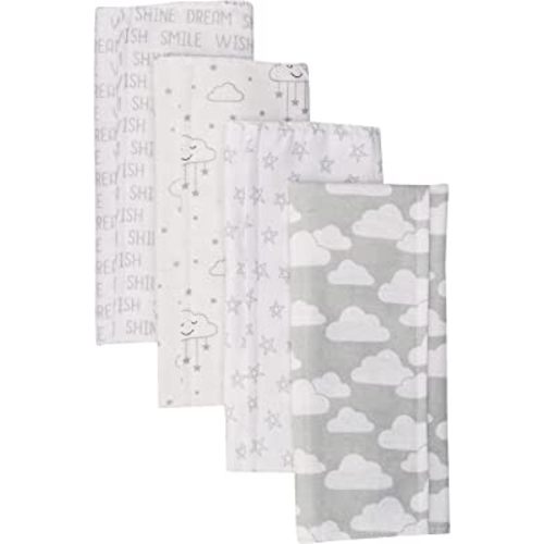 Hudson Baby Unisex Baby Cotton Flannel Burp Cloths, Gray Clouds, One Size