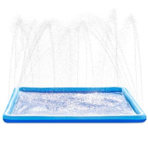Joyfy 5ft Blue Splash Pad For Kids, Square Non-slip Outdoor Water Sprinkler Mat, Summer Fun Backyard Fountain Pool Water Games Spray Mat