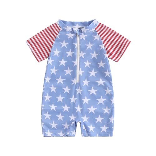 Xiaodriceee Toddler Baby Boy Swimsuit One-Piece Zipper Starfish Tree Print Bodysuit Sunsuit Swimwear Bathing Suit