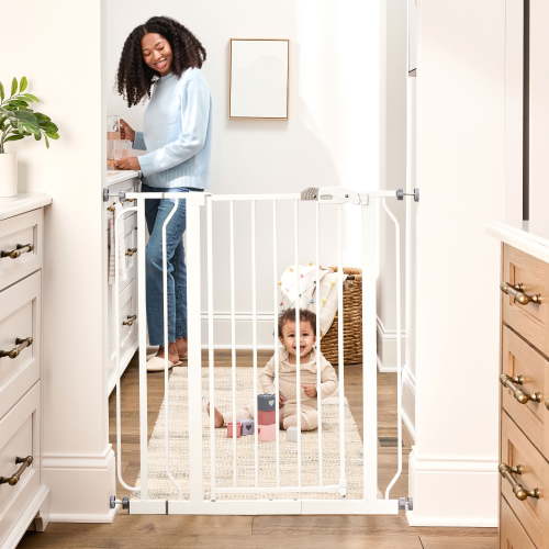 Regalo Easy Step Extra Tall Walk Thru Baby Safety Gate, Fits Openings 29-36.5 Inches, White