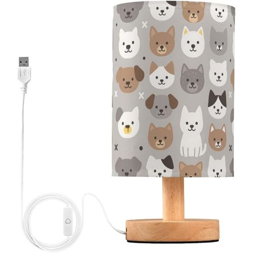 Yuiboo Bedside Lamps Cute Dog Faces Gray Night Light Lamp Trendy Night Light for Kids Home Office lampara de Noche para