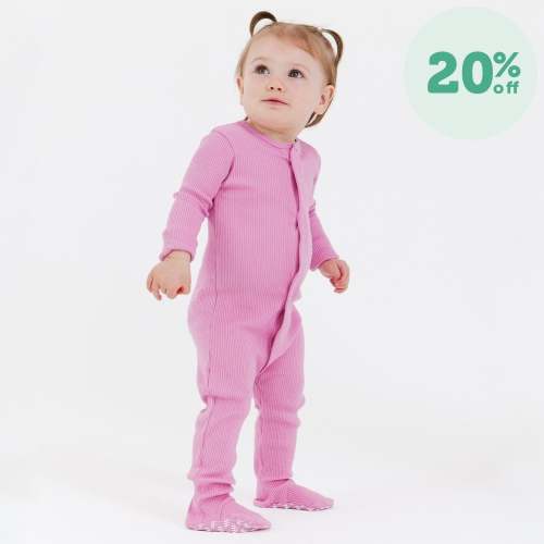 mauve ribbed organic cotton magnetic parent favorite footie – Magnetic Me