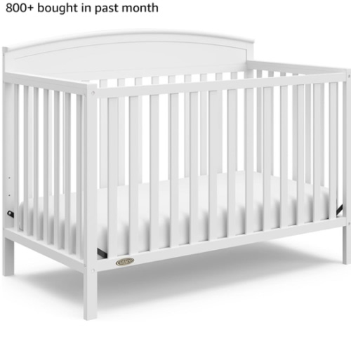Graco Benton 5-in-1 Convertible Crib (White) – GREENGUARD Gold Certified, Converts from Baby Crib to Toddler Bed, Daybed and Full-Size Bed, Fits Standard Full-Size Crib Mattress