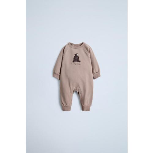 PRINT PLUSH JUMPSUIT - Light brown | ZARA United States